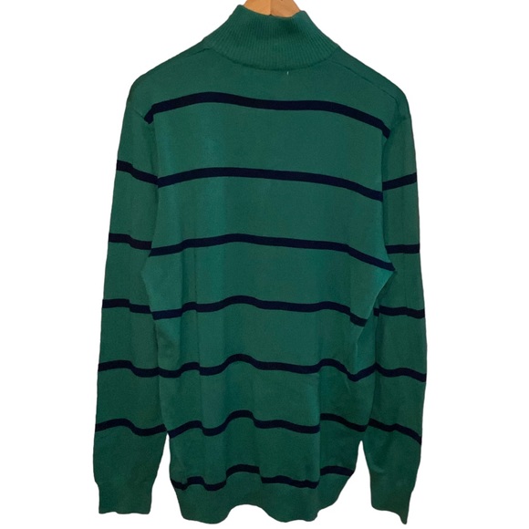 Old Navy 1/4 Zip Green Striped Mock Neck Lightweight Sweater - Men’s Large - Picture 9 of 12
